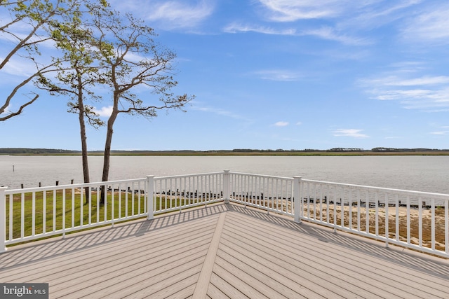 deck with a water view