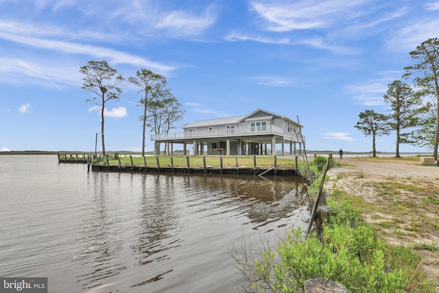 view of dock featuring a water view