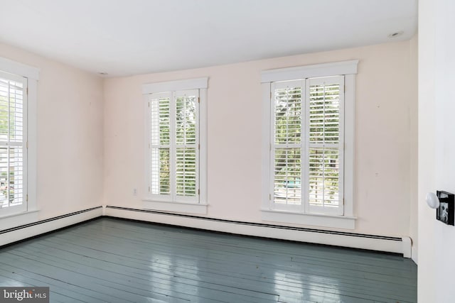 empty room with dark hardwood / wood-style flooring