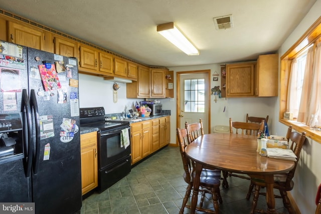 kitchen with sink and black appliances