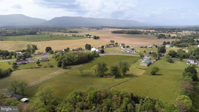 bird's eye view with a mountain view and a rural view