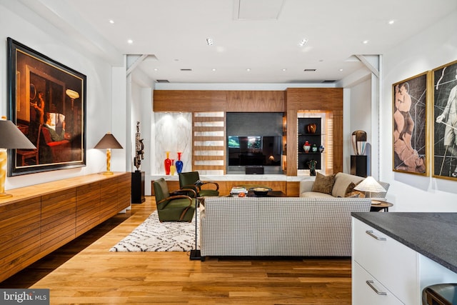 living room with hardwood / wood-style floors