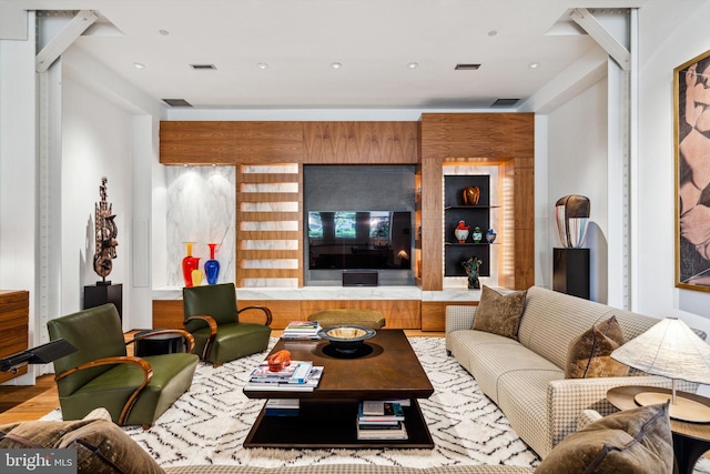 living room featuring light hardwood / wood-style floors