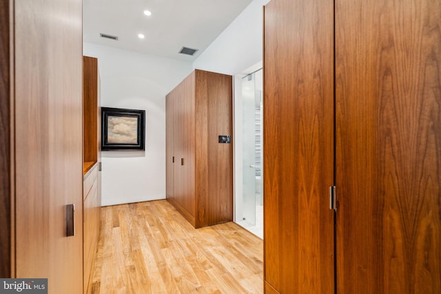 hallway featuring light wood-type flooring