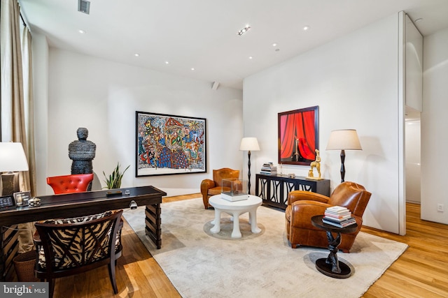 living area featuring light wood-type flooring