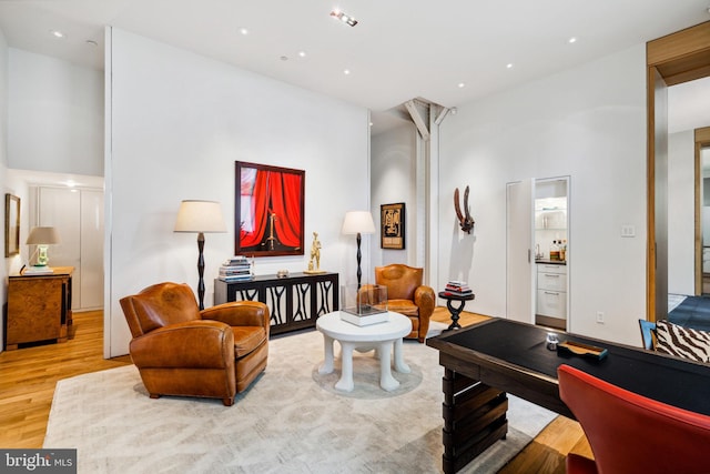 living room featuring light hardwood / wood-style floors