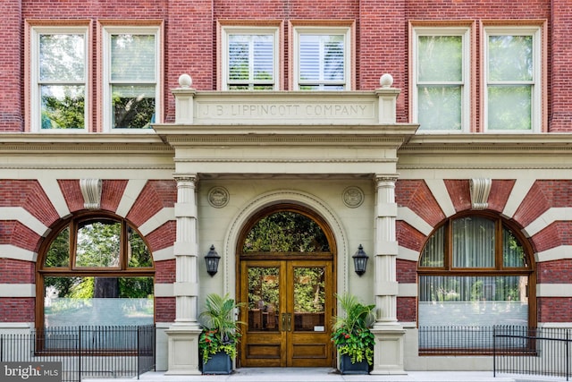 doorway to property with french doors