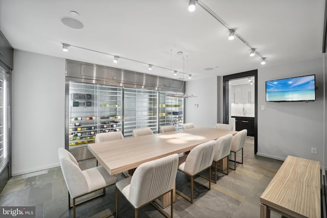 dining space with sink