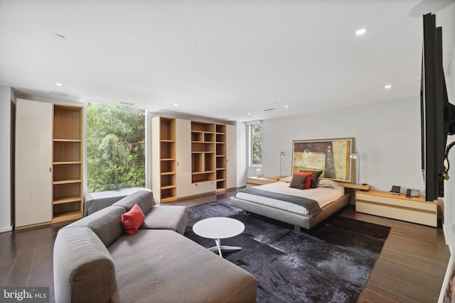 bedroom featuring dark hardwood / wood-style floors