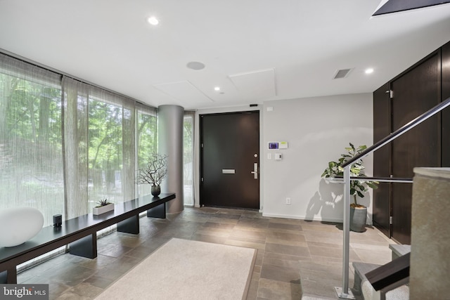 foyer with expansive windows