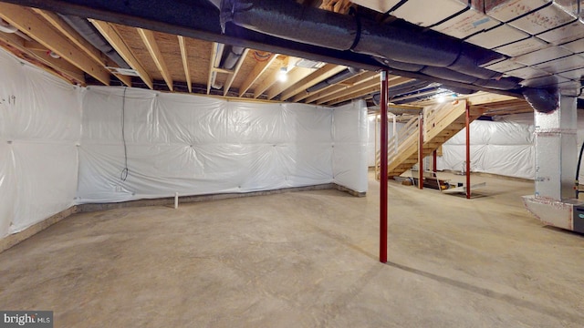 view of unfinished basement