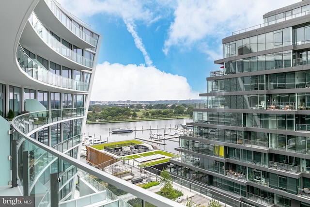 balcony with a water view