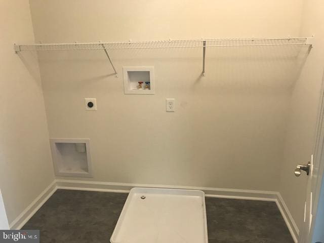 laundry room with electric dryer hookup and washer hookup