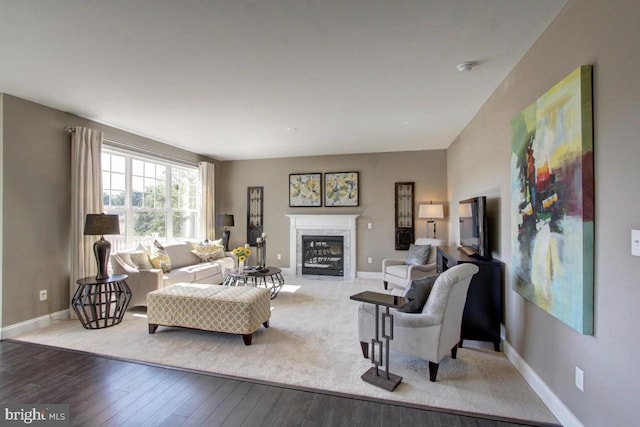 living room featuring light wood-type flooring