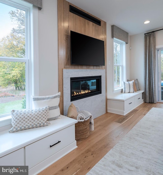 living area with light wood-type flooring