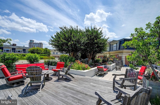 deck with an outdoor living space