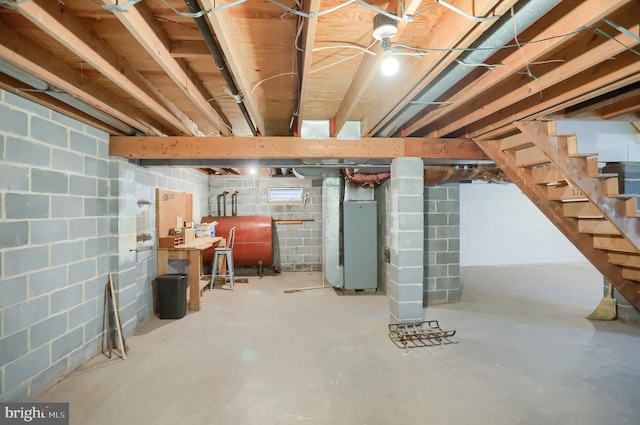 basement featuring heating utilities