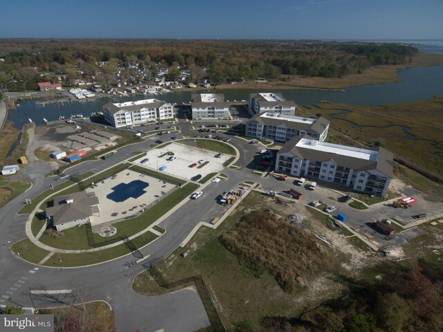 bird's eye view featuring a water view