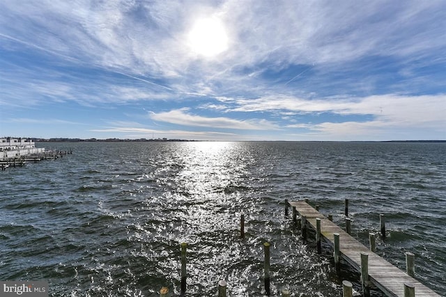 view of dock featuring a water view