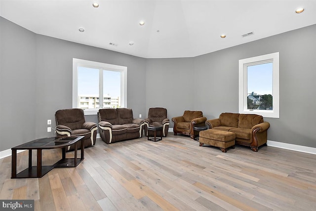 living room featuring light hardwood / wood-style flooring