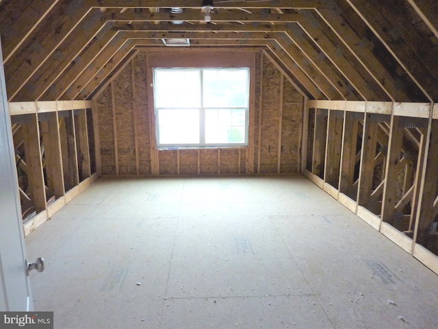 view of unfinished attic