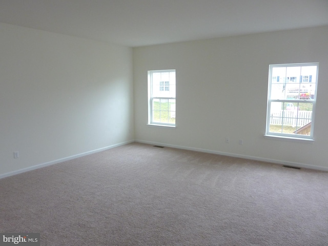 carpeted spare room featuring a healthy amount of sunlight