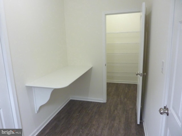 spacious closet with dark wood-type flooring