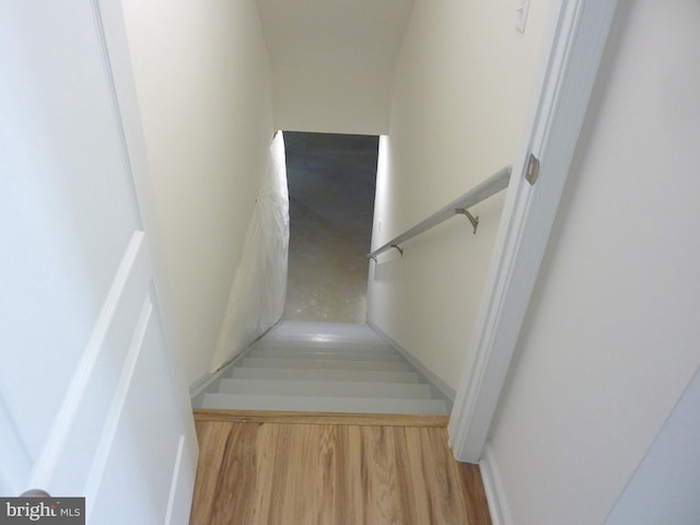 staircase featuring light wood-type flooring