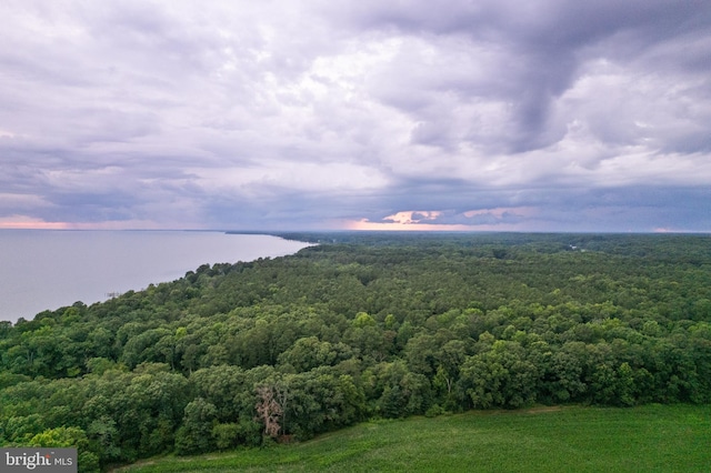 view of aerial view at dusk