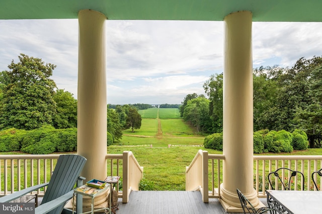 view of terrace with a deck