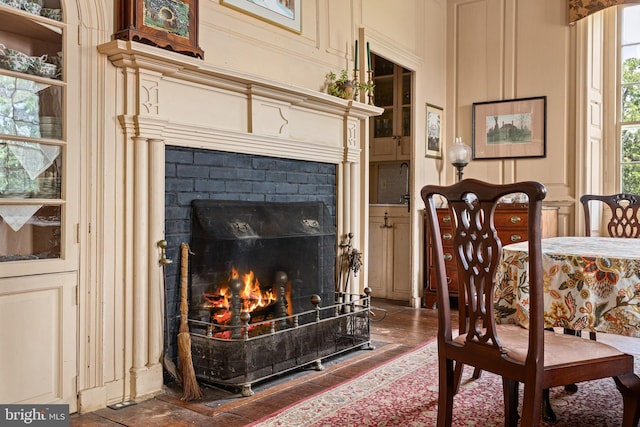 interior space featuring a fireplace