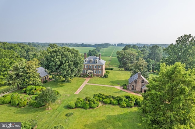 aerial view with a rural view