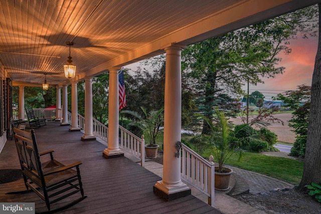 view of deck at dusk