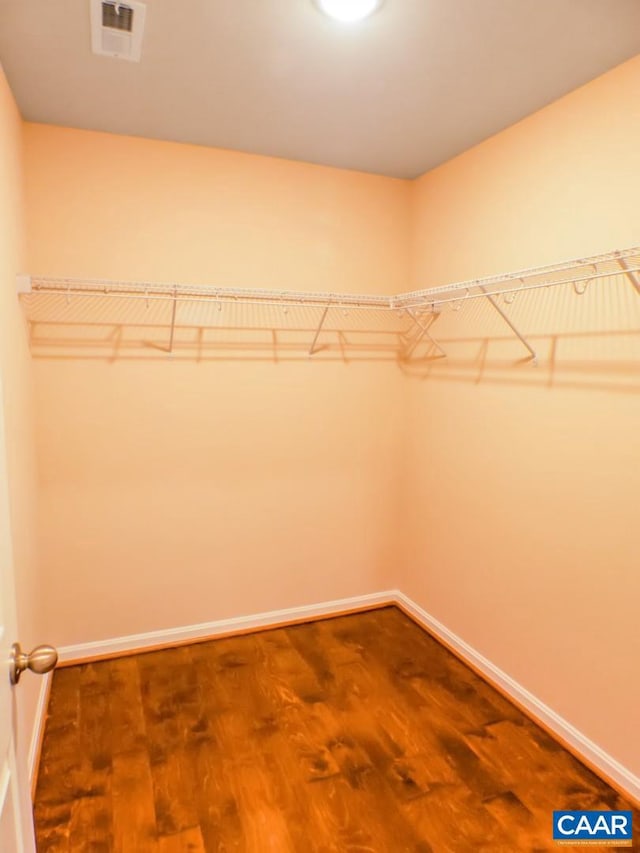 walk in closet featuring dark hardwood / wood-style floors