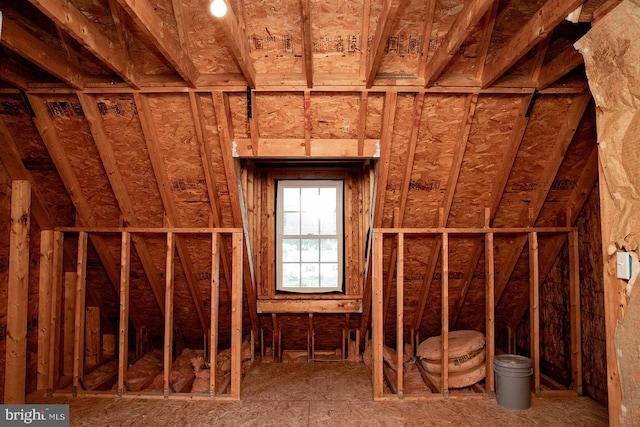 view of unfinished attic