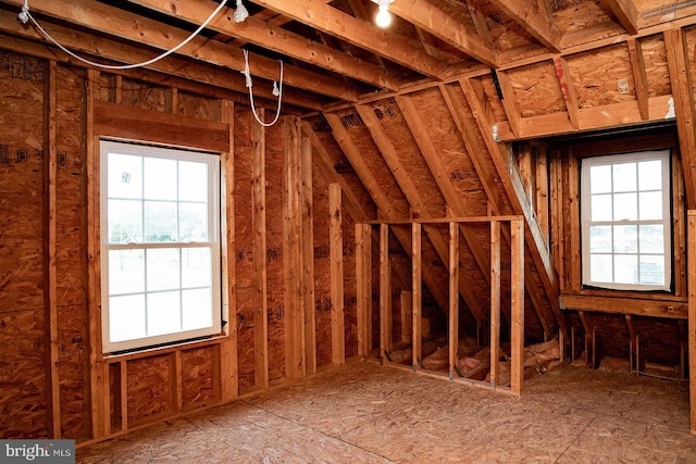 view of unfinished attic