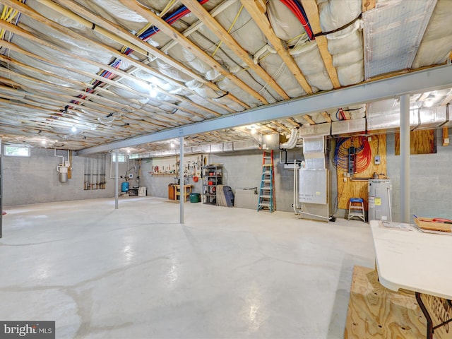 basement with water heater