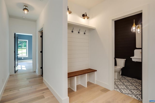 mudroom featuring light hardwood / wood-style flooring