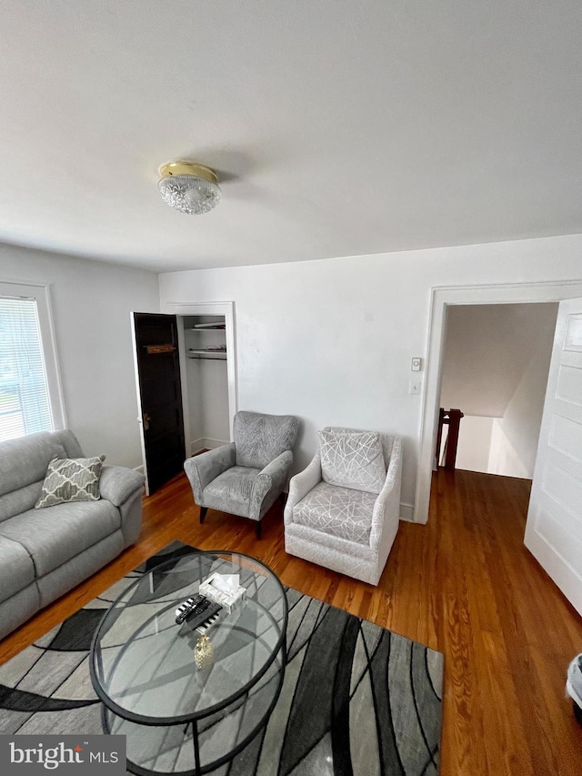 living room with hardwood / wood-style flooring