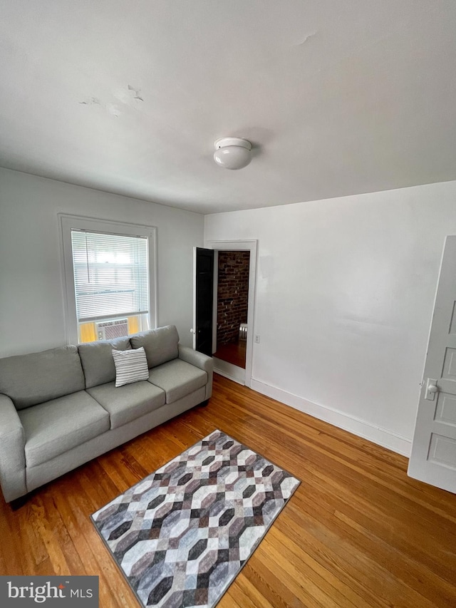 living room featuring light wood-type flooring