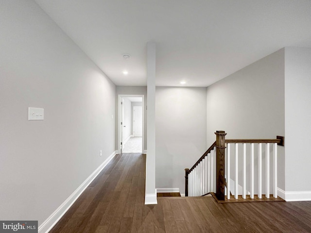 hall featuring dark hardwood / wood-style floors