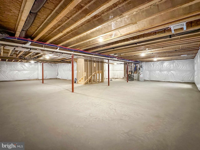 basement with gas water heater