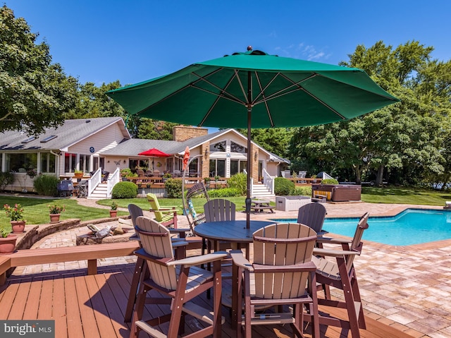 exterior space featuring a lawn and a patio