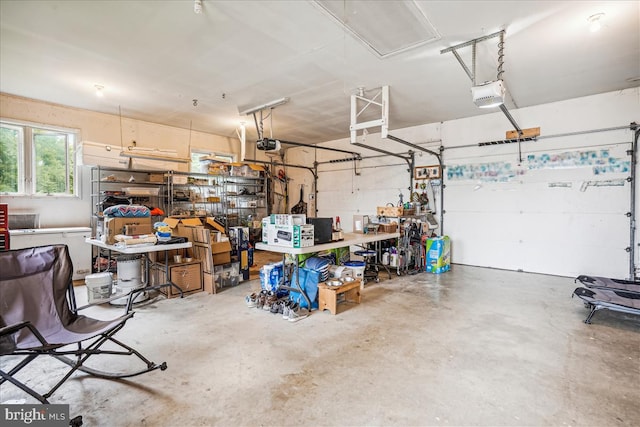 garage with a garage door opener