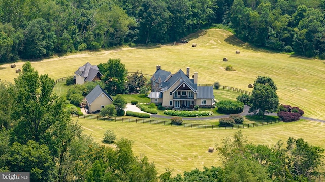 bird's eye view featuring a rural view