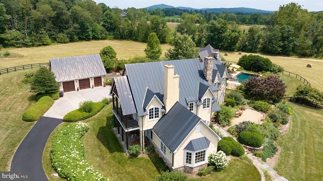 drone / aerial view featuring a rural view