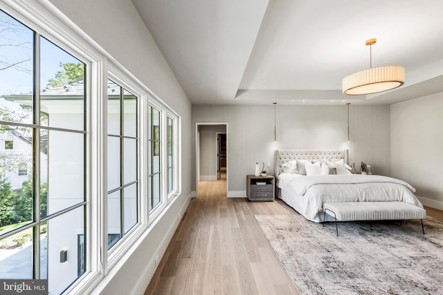 bedroom with light hardwood / wood-style flooring