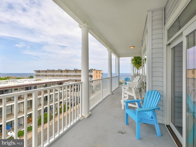 balcony with a water view