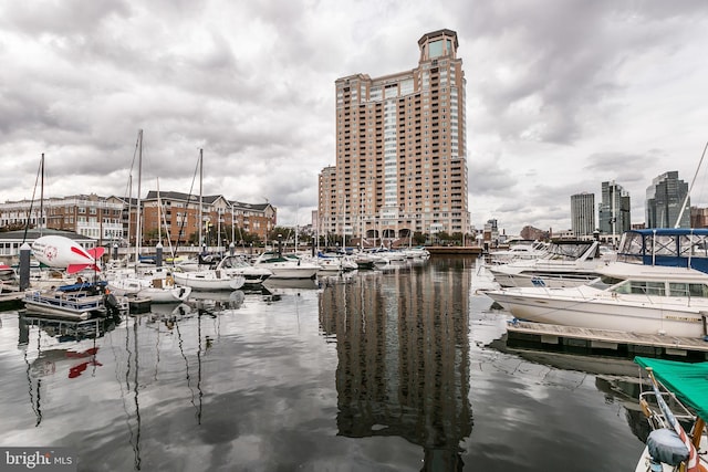 exterior space featuring a boat dock