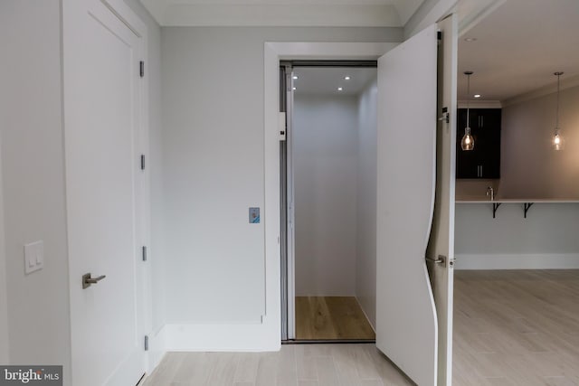 hallway featuring light wood-type flooring